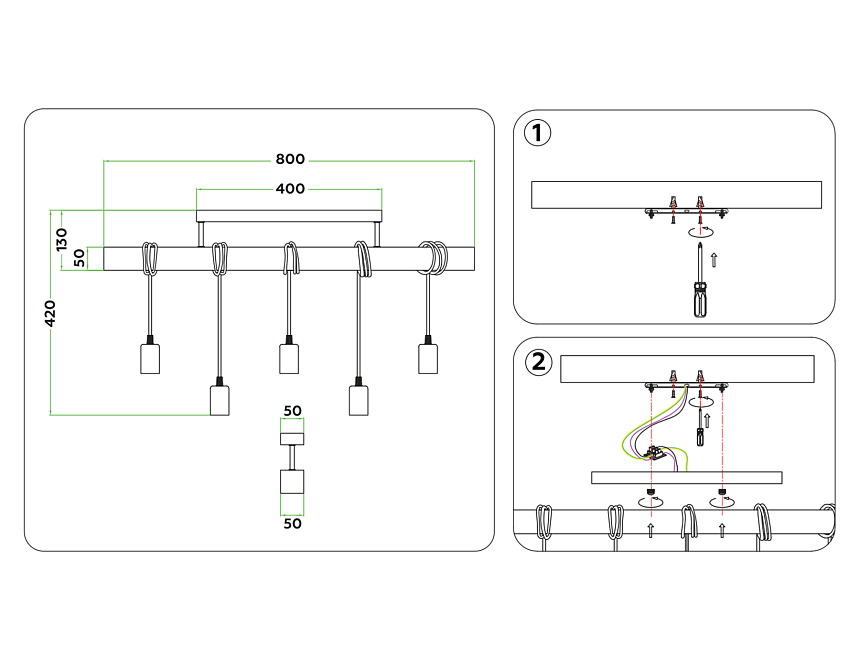 TR8183/5 BK/LW черный/светлое дерево E27*5 max 40W 800*50*420